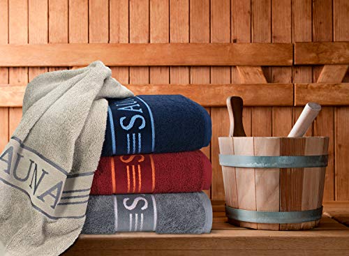 frottana Sauna – Saunatuch mit Bordüre 80 x 200 cm aus 100% Baumwolle, Deep Sea - 2