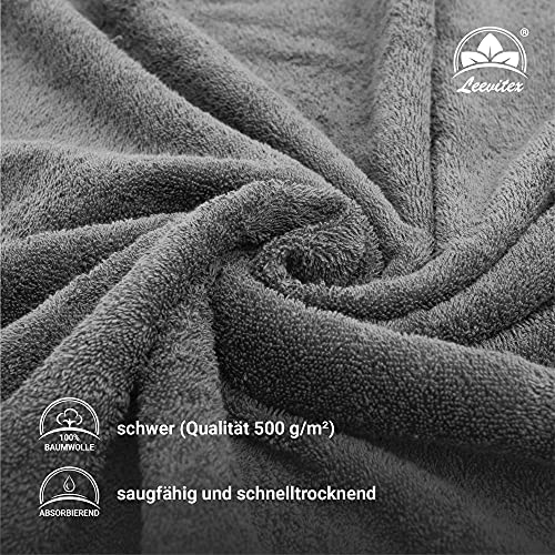 leevitex® FROTTIER XXL SAUNATÜCHER | SAUNATUCH | Set 1er Pack | 80 x 200 cm | Qualität 500 g/m² | 100% Baumwolle | Anthrazit/Grau - 2