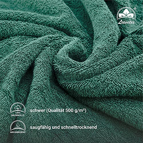 leevitex® FROTTIER XXL SAUNATÜCHER | SAUNATUCH | Set 1er Pack | 80 x 200 cm | Qualität 500 g/m² | 100% Baumwolle | Dunkelgrün/Tannengrün - 2