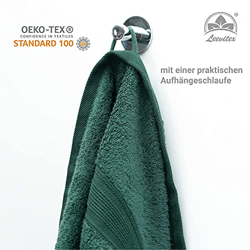 leevitex® FROTTIER XXL SAUNATÜCHER | SAUNATUCH | Set 1er Pack | 80 x 200 cm | Qualität 500 g/m² | 100% Baumwolle | Dunkelgrün/Tannengrün - 3