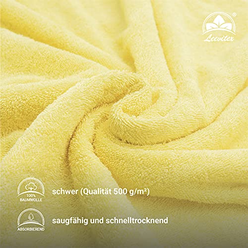 leevitex® FROTTIER XXL SAUNATÜCHER | SAUNATUCH | Set 1er Pack | 80 x 200 cm | Qualität 500 g/m² | 100% Baumwolle | Gelb/Mais - 2