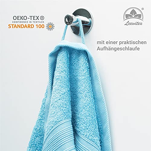 leevitex® FROTTIER XXL SAUNATÜCHER | SAUNATUCH | Set 1er Pack | 80 x 200 cm | Qualität 500 g/m² | 100% Baumwolle | Hellblau/Himmelblau - 3