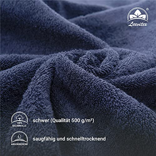 leevitex® FROTTIER XXL SAUNATÜCHER | SAUNATUCH | Set 1er Pack | 80 x 200 cm | Qualität 500 g/m² | 100% Baumwolle | Navyblau/Marine - 2