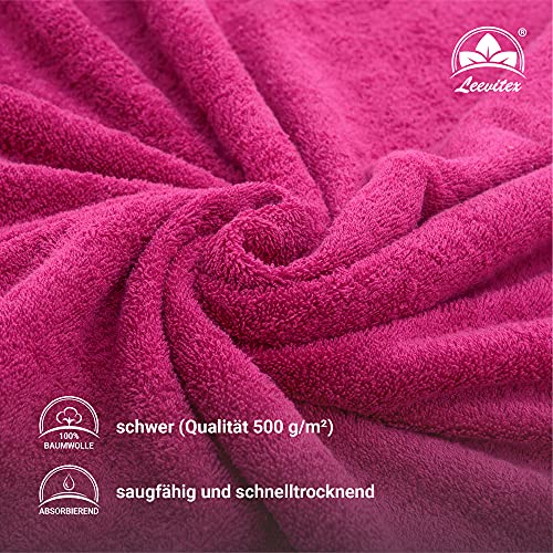 leevitex® FROTTIER XXL SAUNATÜCHER | SAUNATUCH | Set 1er Pack | 80 x 200 cm | Qualität 500 g/m² | 100% Baumwolle | Pink/Magenta - 2