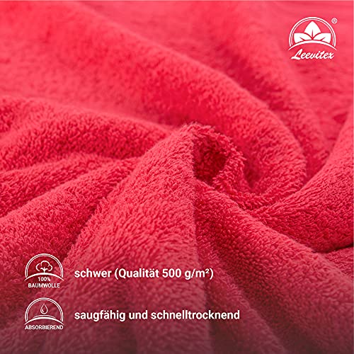 leevitex® FROTTIER XXL SAUNATÜCHER | SAUNATUCH | Set 1er Pack | 80 x 200 cm | Qualität 500 g/m² | 100% Baumwolle | Rot - 2