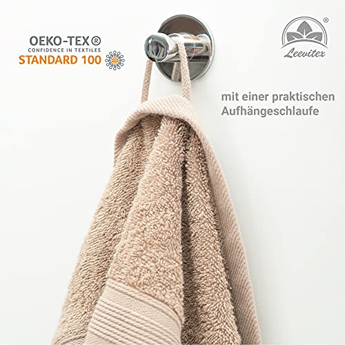 leevitex® FROTTIER XXL SAUNATÜCHER | SAUNATUCH | Set 1er Pack | 80 x 200 cm | Qualität 500 g/m² | 100% Baumwolle | Sand/Cappuccino - 3