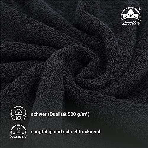 leevitex® FROTTIER XXL SAUNATÜCHER | SAUNATUCH | Set 1er Pack | 80 x 200 cm | Qualität 500 g/m² | 100% Baumwolle | Schwarz/Black - 2