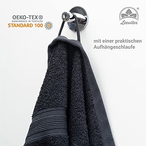 leevitex® FROTTIER XXL SAUNATÜCHER | SAUNATUCH | Set 1er Pack | 80 x 200 cm | Qualität 500 g/m² | 100% Baumwolle | Schwarz/Black - 3