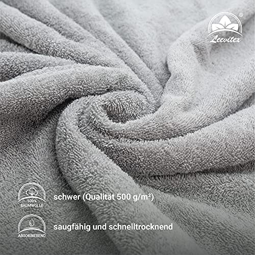 leevitex® FROTTIER XXL SAUNATÜCHER | SAUNATUCH | Set 1er Pack | 80 x 200 cm | Qualität 500 g/m² | 100% Baumwolle | Silber/Hellgrau - 2