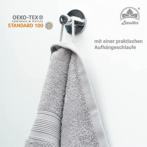 leevitex® FROTTIER XXL SAUNATÜCHER | SAUNATUCH | Set 1er Pack | 80 x 200 cm | Qualität 500 g/m² | 100% Baumwolle | Silber/Hellgrau - 3