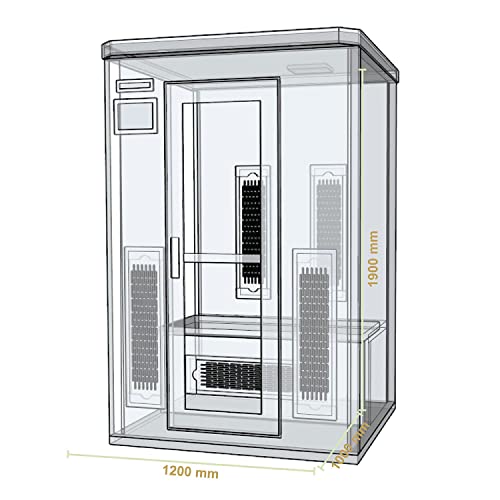 Artsauna Infrarotkabine Oslo – Vollspektrum Infrarotsauna – 2 Personen – LED-Farblicht, digitaler Steuerung – Hemlock-Holz - 2