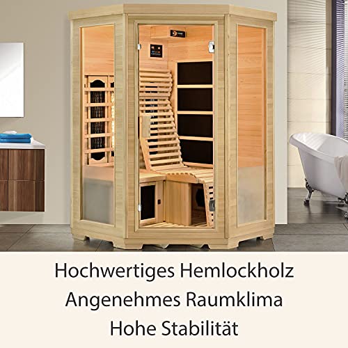 Artsauna Infrarotkabine Aalborg – Triplex-Heizsystem Infrarotsauna – 2 Personen – LED-Farblicht, digitale Steuerung – Hemlock-Holz - 4