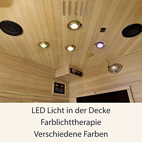 Artsauna Infrarotkabine Aalborg – Triplex-Heizsystem Infrarotsauna – 2 Personen – LED-Farblicht, digitale Steuerung – Hemlock-Holz - 7