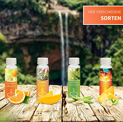 KK Saunaaufguss-Set Karibik – Made in Germany – 4 verschiedene Duftsorten in einem Set – Tropic, Mango, Lemongras, Orange – 100ml Flasche – in verschiedenen Varianten erhältlich - 2