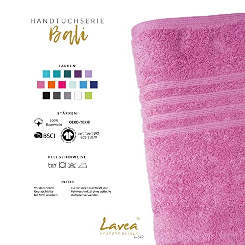 Lavea Saunatuch XXL Koralle 80 x 220 cm Premium Frotteeserie Bali | GOTS Zertifiziert 100% Bio Baumwolle - 4