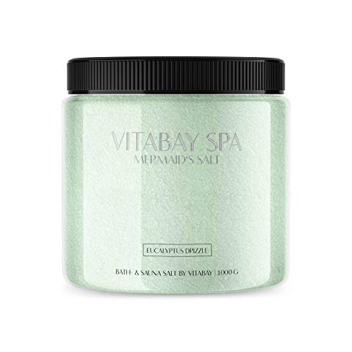 Vitabay Sauna- und Badesalz Eucalyptus Drizzle 1000 mg • Sanftes Körperpeeling • Whirlpool geeignet