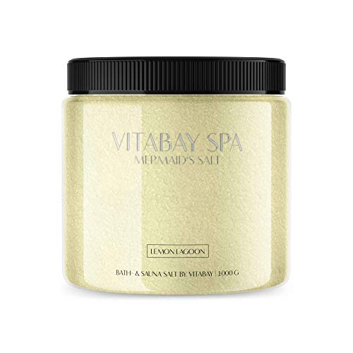 Vitabay Sauna- und Badesalz Lemon Lagoon 1000 g • Sanftes Körperpeeling • Whirlpool geeignet