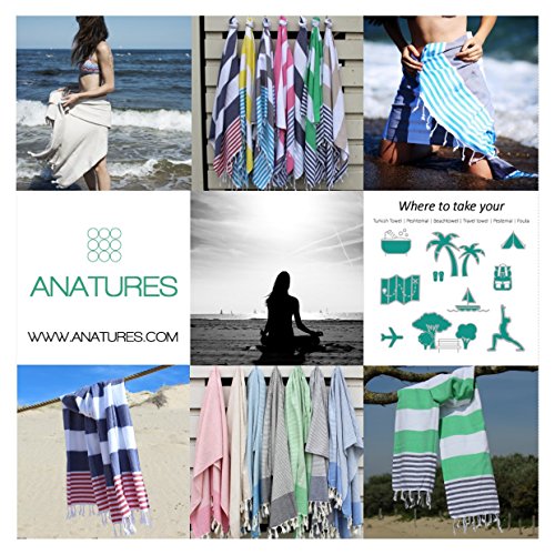 ANATURES Hamamtuch - Strandtuch 95 x 185 cm Marina | Pre-Washed - Oeko