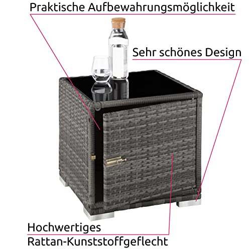 TecTake 403088 2er Set Aluminium Polyrattan Sonnenliege + Tisch, inkl. Schutzhüllen und 2 Bezugsets, Edelstahlschrauben, grau - 7