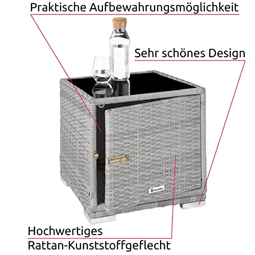 TecTake 403770 2er Set Aluminium Polyrattan Sonnenliege + Tisch, Gartenmöbel Set inkl. Schutzhüllen und 2 Bezugsets, Edelstahlschrauben, hellgrau - 7