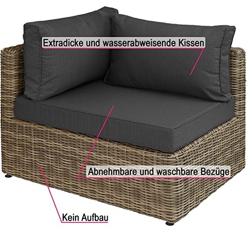 TecTake 800694 Aluminium Polyrattan Multifunktions Luxus Loungegruppe Gartensofa mit Tisch, für Garten oder Terrasse, vielseitig kombinierbar, inkl. Polster – Diverse Farben (Natur | Nr. 403168) - 5