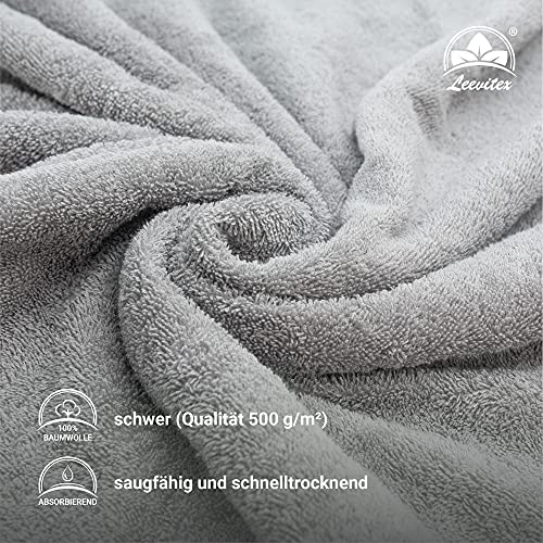 Frottier XXL Saunatücher Set 80x200cm – Qualität 500 g/m² – 100% Baumwolle in vielen modernen Farben (Silber/Hellgrau) - 3