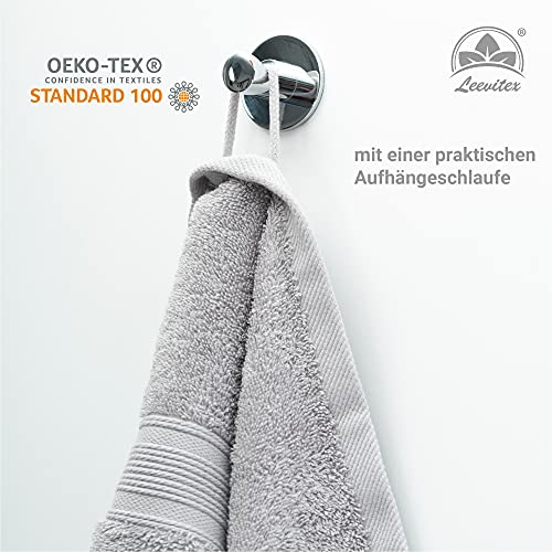 Frottier XXL Saunatücher Set 80x200cm – Qualität 500 g/m² – 100% Baumwolle in vielen modernen Farben (Silber/Hellgrau) - 4
