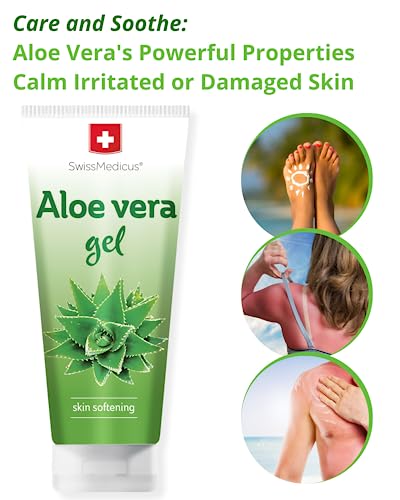 SwissMedicus Aloe Vera gel – 200 ml – Ideal für Sonnenbrand – Hautausschläge – 100% Aloe Vera Juice Extract, 200ml - 2
