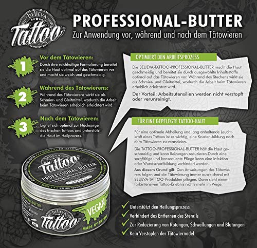 Believa Tattoo Aftercare Butter – Vegane Tattoopflege Creme 250ml - 3