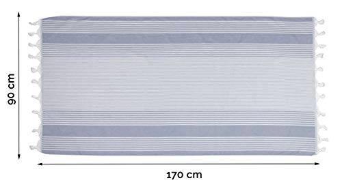 ZOLLNER Strandtuch Hamamtuch aus Baumwolle, 90 x 170 cm, Blau - 3