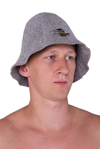 Ger3as Saunahut Wolle mit Stickerei für Damen und Herren, Wellness Mütze Premium Qualität - 3