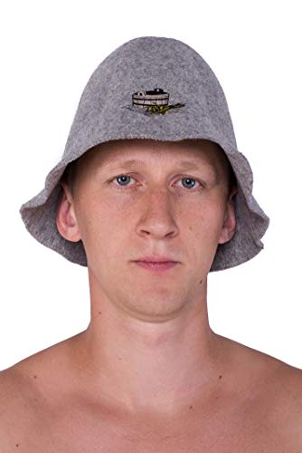 Ger3as Saunahut Wolle mit Stickerei für Damen und Herren, Wellness Mütze Premium Qualität - 4
