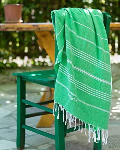 LeStoff das traditionelle Hamamtuch Strandtuch Badetuch Saunatuch Duschtuch Spa Sport Yoga Reisen 100% Bio-Baumwolle (100 x 180 cm, Gras) - 8