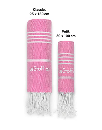 LeStoff das traditionelle Hamamtuch Strandtuch Badetuch Saunatuch Duschtuch Spa Sport Yoga Reisen 100% Bio-Baumwolle (100 x 180 cm, Pink) - 8