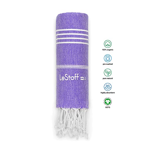 LeStoff das traditionelle Hamamtuch Strandtuch Badetuch Saunatuch Duschtuch Spa Sport Yoga Reisen 100% Bio-Baumwolle (100 x 180 cm, Ultra Violet) - 2