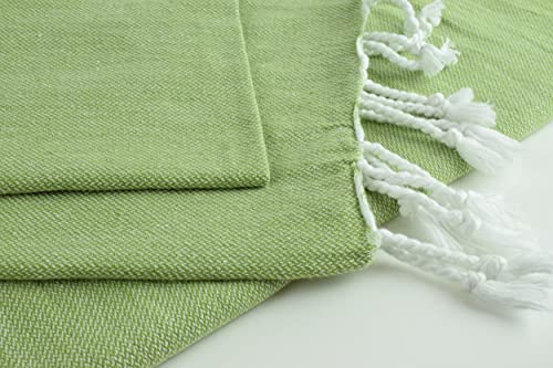 AYSIBOO Strandtuch aus 100% Baumwolle 180 x 95 cm I tradionelles Hamamtuch I Saunatuch I Ideal für Sauna Strand Fitness Yoga Sport Hamam I Pestemal Fouta Towel – grün Uni - 5