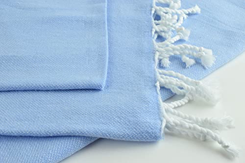 AYSIBOO Strandtuch aus 100% Baumwolle 180 x 95 cm I tradionelles Hamamtuch I Saunatuch I Ideal für Sauna Strand Fitness Yoga Sport Hamam I Pestemal Fouta Towel – blau Uni - 5