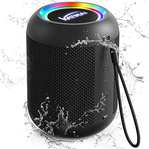 Lautsprecher Bluetooth in Schwarz - Wasserdicht, KATMAI E7-L Tragbarer Bluetooth Box, Sattem Bass, 13h Akku, 10 m kabellose Range, Bluetooth Kabelloser Lautsprecher