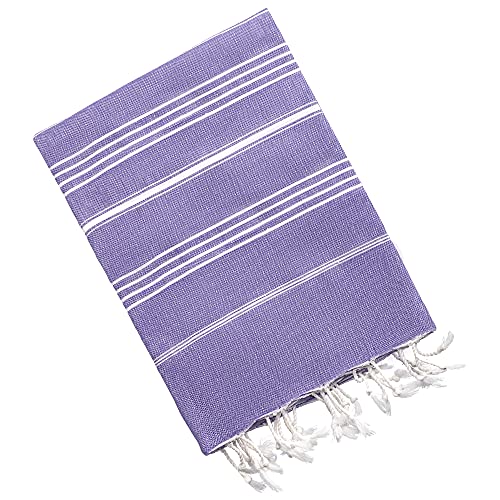 Turquoise Home – Großes türkisches Pestemal Hamamtuch Saunatuch XXL Badetuch 100 x 180 cm Sauna Spa Yoga Strand Picknick (Lilac, 1) - 2