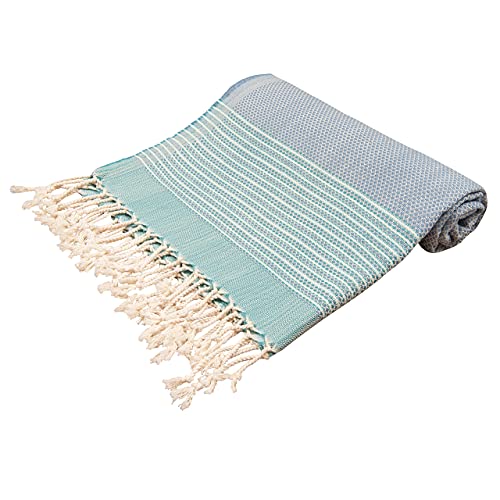 TUsCHe Strandtuch Badetuch Saunatuch Yoga und SPA Pestemal -100 x 180 cm ca. 375 gr. 100% Premium türkische Baumwolle (Blau) - 2