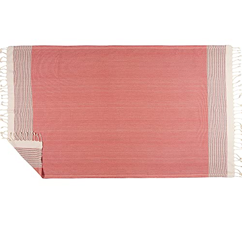 TUsCHe Strandtuch Badetuch Saunatuch Yoga und SPA Pestemal – 100 x 180 cm ca. 375 gr. 100% Premium türkische Baumwolle (Rot) - 4