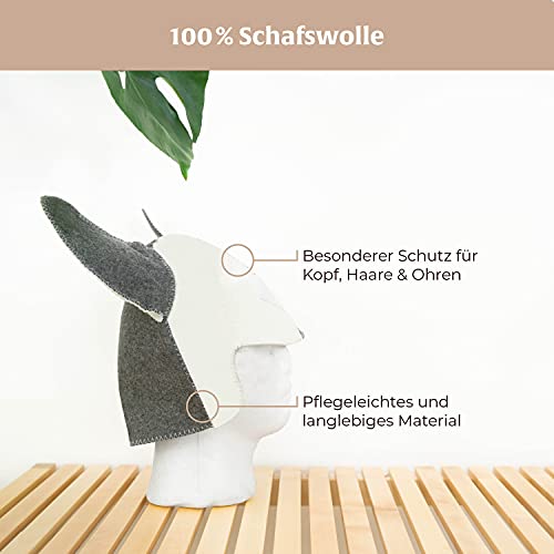 DIYer® – Saunahut – inkl. Sauna-Ratgeber – Motiv Wikinger – 100% Baumwolle – Filz Saunamütze - 2