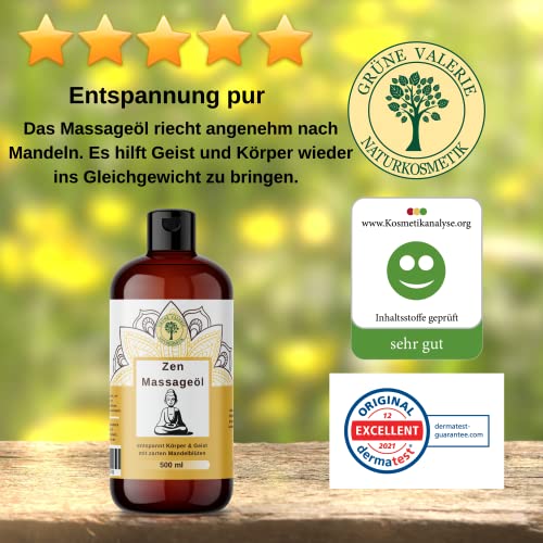 Zen Massageöl 500 ML mit süßen Mandeln | XXL von Grüne Valerie| Entspannt den Geist und beruhigt die Gefühlswelt | Relax! | Made in Italy - 3