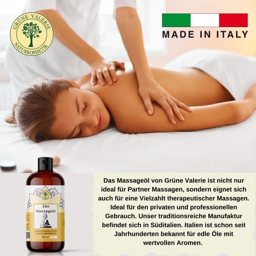 Zen Massageöl 500 ML mit süßen Mandeln | XXL von Grüne Valerie| Entspannt den Geist und beruhigt die Gefühlswelt | Relax! | Made in Italy - 4