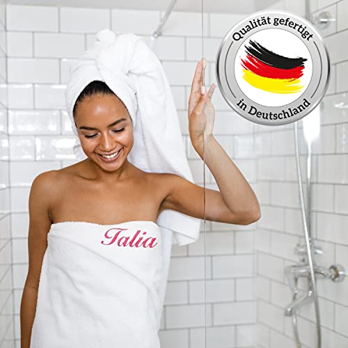 Handtuch mit Namen oder Wunschtext Bestickt, personalisiertes Duschtuch, individuelles Badetuch, 100% Baumwolle, 180 x 100 cm anthrazit - 2