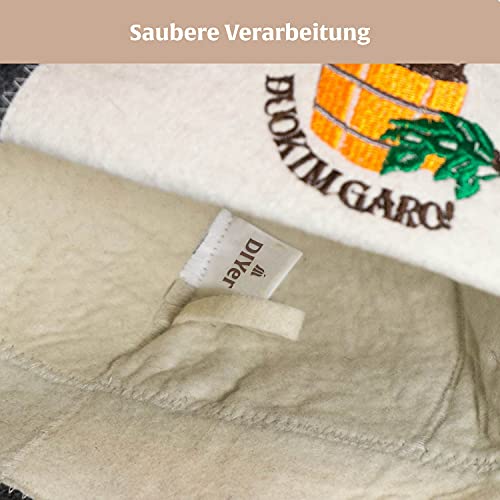 DIYer® – Saunahut – inkl. Sauna-Ratgeber – Motiv Schlapphut – Stickerei“duokim garo“ – 100% Baumwolle – Filz Saunamütze - 4