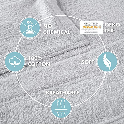 Twinzen Bademantel Herren – XS – Weiß – 100% Baumwolle (350g/m²) OEKO-TEX® Zertifiziert – Bademantel mit Kapuze, 2 Taschen, Gürtel - 4