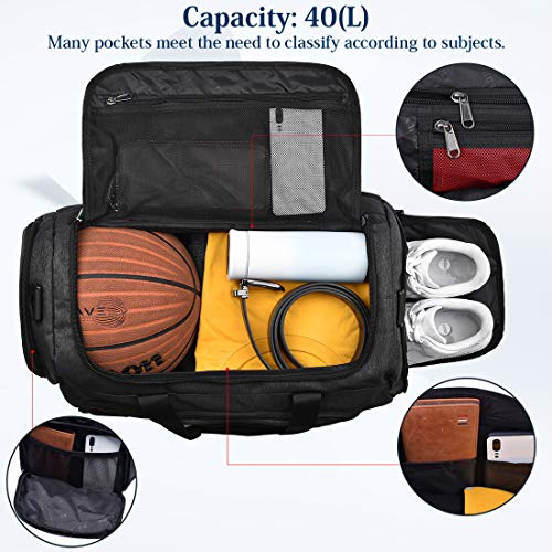 NUBILY Sporttasche Saunatasche Reisetasche mit Schuhfach Große Wasserdicht Fitnesstasche Trainingstasche Gym Sport Tasche Handgepäck für Männer und Frauen - 2