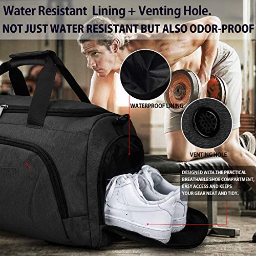 NUBILY Sporttasche Saunatasche Reisetasche mit Schuhfach Große Wasserdicht Fitnesstasche Trainingstasche Gym Sport Tasche Handgepäck für Männer und Frauen - 4