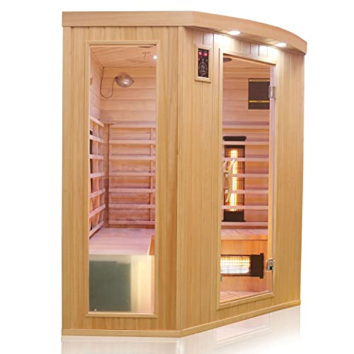 Dewello Infrarotkabine HALEY 160×160 für 2-4 Personen aus Hemlock Holz mit Vollspektumstrahler - 4